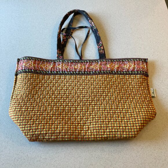 Vera Bradley Large Tote Brown Chocolat Vintage EUC - Picture 8 of 16